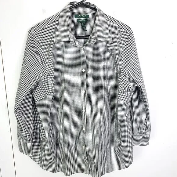 Lauren Ralph Lauren Black Relaxed Long Sleeve Button Down - Picture 1 of 9